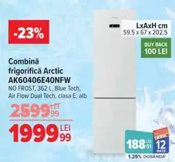 Carrefour Combină frigorifică Arctic AK60406E40NFW Ofertă