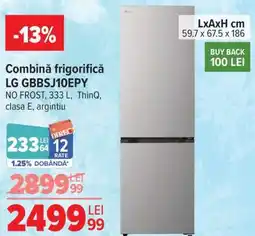 Carrefour Combină frigorifică LG GBBSJ10EPY Ofertă