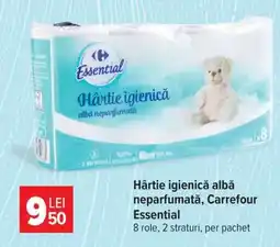 Carrefour Hârtie igienică albă neparfumată, Carrefour Essential Ofertă