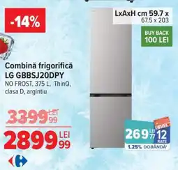 Carrefour Combină frigorifică LG GBBSJ20DPY Ofertă