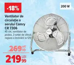 Carrefour Ventilator de circulație a aerului Camry CR 7306 Ofertă