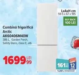 Carrefour Combină frigorifică Arctic, AK60406M40W Ofertă