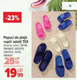 Carrefour Papuci de plajă copii/adulți, TEX Ofertă