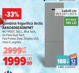 Carrefour Combină frigorifică Arctic AK60406E40NFMT Ofertă