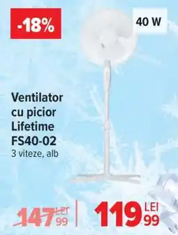 Carrefour Ventilator cu picior Lifetime FS40-02 Ofertă