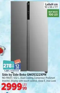 Carrefour Side by Side Beko GNO5322XPN Ofertă