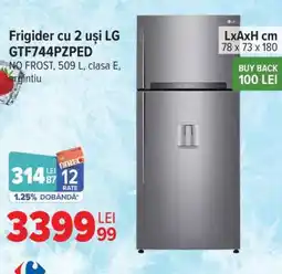 Carrefour Frigider cu 2 usi LG GTF744PZPED Ofertă