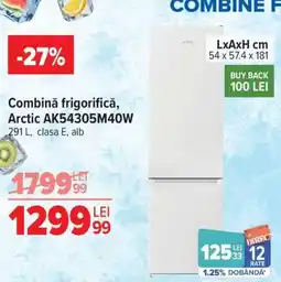 Carrefour Combină frigorifică, Arctic AK54305M40W Ofertă