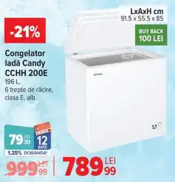 Carrefour Congelator ladă Candy CCHH 200E Ofertă