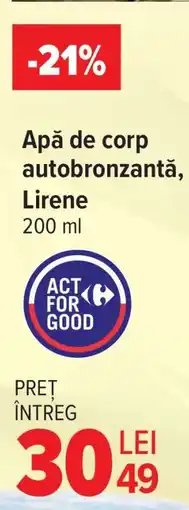 Carrefour Apă de corp autobronzantă, Lirene 200 ml Ofertă
