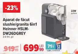 Carrefour Aparat de făcut slushie/granita 6in1 Heinner HSLM-DW26DGREY Ofertă