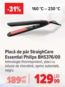 Carrefour Placă de păr StraighCare Essential Philips BHS376/00 Ofertă