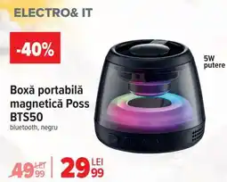 Carrefour Boxă portabilă magnetică Poss BTS50 Ofertă