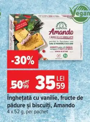 Carrefour Înghețată cu vanilie, fructe de pădure și biscuiți, Amando Ofertă