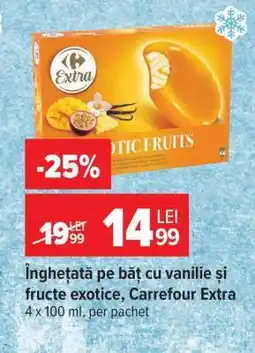 Carrefour Înghețată pe băț cu vanilie și fructe exotice, Carrefour Extra Ofertă