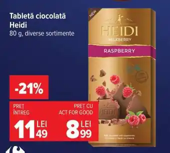 Carrefour Tableta ciocolată Heidi Ofertă