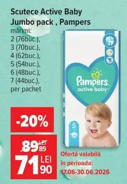 Carrefour Scutece Active baby Jumbo Pack, Pampers Ofertă