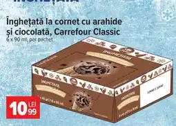 Carrefour Înghețată la cornet cu arahide și ciocolată, Carrefour Classic Ofertă