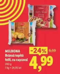 Lidl MILBONA Brânză topită felii, cu cașcaval Ofertă
