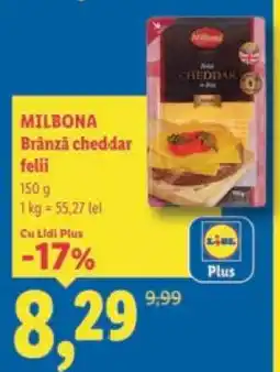 Lidl MILBONA Brânză cheddar felii Ofertă