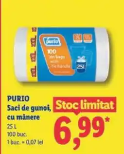 Lidl PURIO Saci de gunoi, cu mânere Ofertă