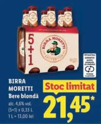 Lidl BIRRA MORETTI Bere blondă Ofertă