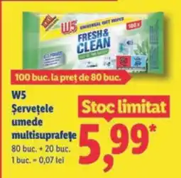 Lidl W5 Șervețele umede multisuprafețe Ofertă