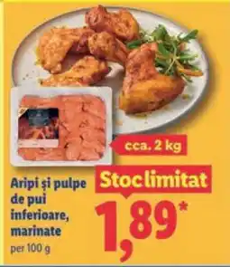 Lidl Aripi și pulpe de pui inferioare, marinate Ofertă