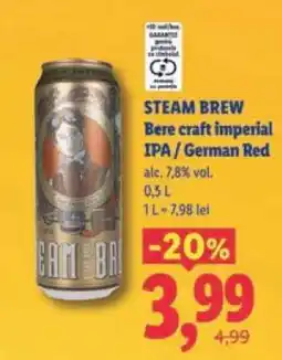 Lidl Steam Brew Bere craft Imperial IPA / German Red Ofertă