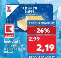 Kaufland Înghețată cu napolitană și gust de frișcă 180 ml Ofertă