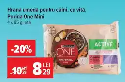 Carrefour Hrană umedă pentru câini cu vită, Purina One Mini Ofertă