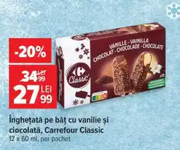 Carrefour Înghețată pe băț cu vanilie și ciocolată, Carrefour Classic Ofertă