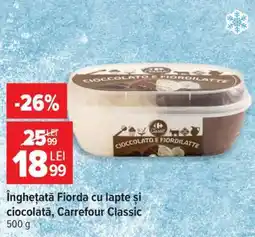 Carrefour Înghețată Fiorda cu lapte și ciocolată, Carrefour Classic Ofertă