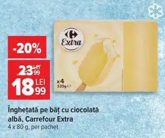 Carrefour Înghețată pe băț cu ciocolată albă, Carrefour Extra Ofertă
