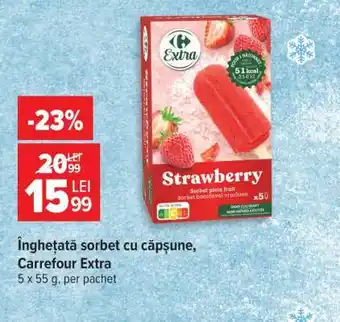 Carrefour Înghețată sorbet cu căpșune, Carrefour Extra Ofertă