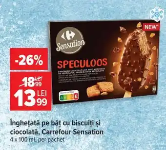 Carrefour Înghețată pe băț cu biscuiți și ciocolată, Carrefour Sensation Ofertă