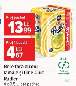 Carrefour Bere fără alcool lămâie și lime Ciuc Radler Ofertă