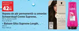 Carrefour Vopsea de păr permanentă Schwarzkopf Creme Supreme + Balsam Gliss Supreme Length Ofertă