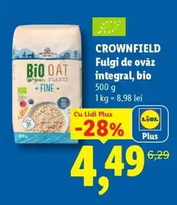 Lidl CROWNFIELD Fulgi de ovăz integral, bio Ofertă