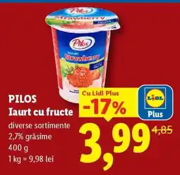 Lidl Pilos Iaurt cu fructe Ofertă