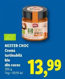 Lidl Mister Choc Cremă tartinabilă bio, din cocos Ofertă