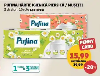 Penny PUFINA HÂRTIE IGIENICĂ PIERSICĂ / MUȘEȚEL Ofertă