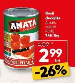 PROFI Roșii decojite Amata cuburi 400g Ofertă