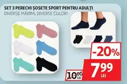 Auchan SET 3 PERECHI ŞOSETE SPORT PENTRU ADULŢI Ofertă