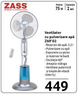 Selgros Ventilator cu pulverizare apă ZMF 02 Ofertă