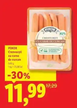 Lidl PIKOK Crenvurști cu carne de curcan Ofertă
