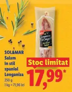 Lidl SOL&MAR Salam în stil spaniol Longaniza Ofertă