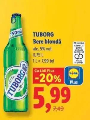 Lidl TUBORG Bere blondă Ofertă