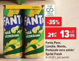 Carrefour Fanta pere, lămâie, Wanta, portocale zero zahăr/Sprite Fresh Ofertă