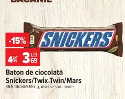 Carrefour Baton de ciocolată Snickers/Twix Twin/Mars Ofertă